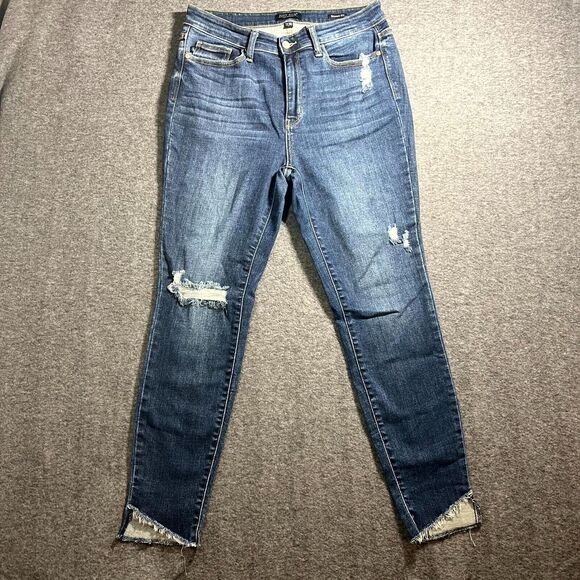 Judy Blue Denim - Judy Blue Jeans Womens 11/30 (30x27) Blue Skinny Slanted Hem Denim JB82326MD